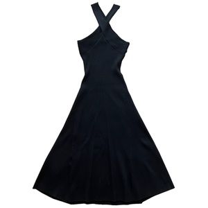 Black Knit Halter Neck Midi Dress